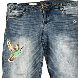 KUT‎ FROM THE KLOTH 12 Catherine Boyfriend Jeans Embroidered Patches Hummingbird